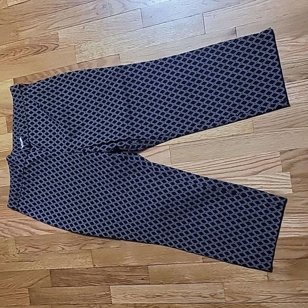 Susan Graver Black/White Diamond Pattern Pull-On Pants - 14